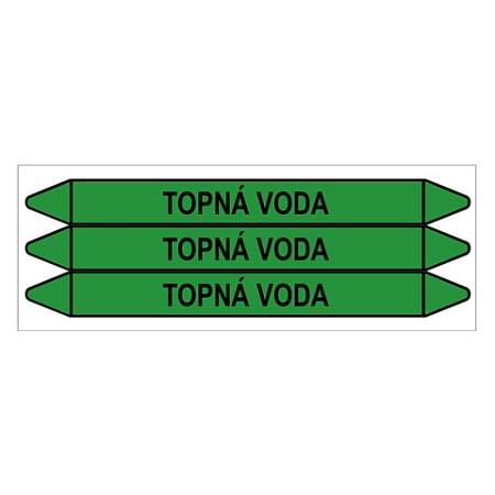 Značení potrubí, topná voda,3 ks, 355 × 37 mm